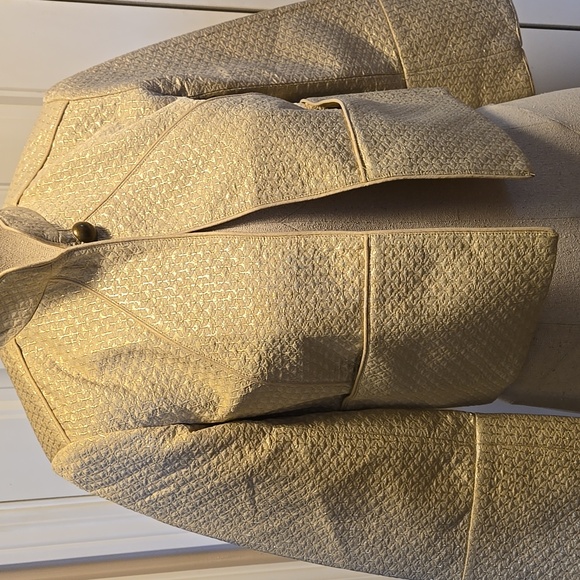 Diane Von Furstenberg Gold Thread On Cream Cropped Blazer Size 0 Tweed Pattern - Picture 4 of 12